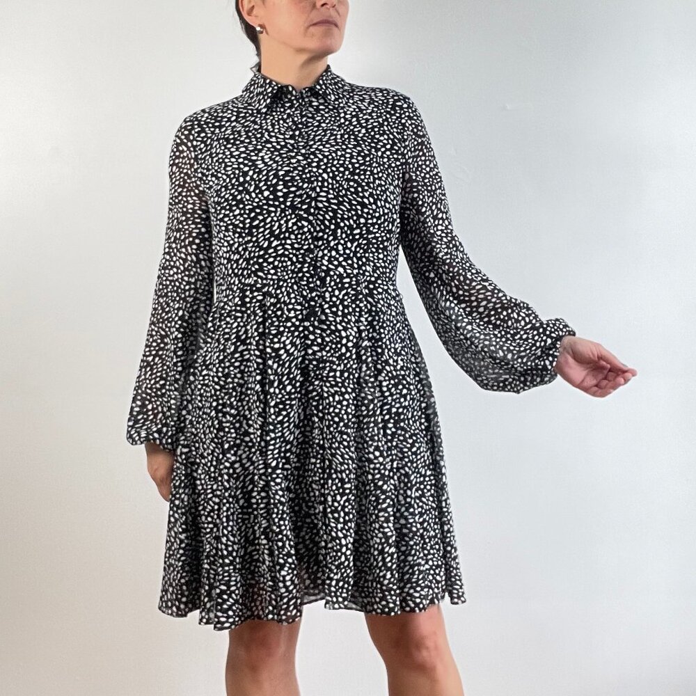 Pre-loved Soft Georgette Mini Shirt Dress. Size S/M